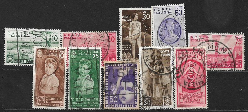 COLLECTION LOT OF 10 ITALY STAMPS 1936+ CV+$42
