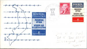 US SPECIAL EVENT CACHETED COVER HONORING U.S. PRISONERS OF WAR & M.I.A. 1971