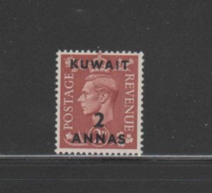 KUWAIT #96  1950  2a on 2p   KING GEORGE VI SURCHARGED MINT  VF NH  O.G