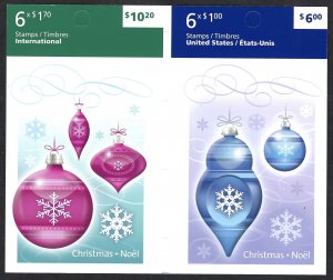 Canada #2415b Christmas Ornaments (2010). Gutter pane of 12 stamps. MNH