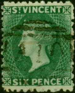 St Vincent 1868 6d Deep Green SG7 Fine Used Stamp