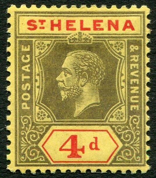 ST HELENA-1912 4d Black & Red/Yellow Sg 83 MOUNTED MINT V33837