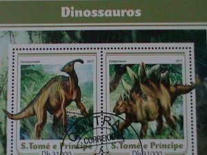 ​ST. THOMAS- 2017- PREHISTORY ANIMALS-DINOSAURES-CTO-LARGE SHEET VF LAST ONE