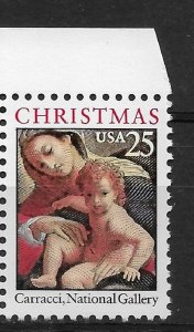 US 1989 Christmas, Madonna & Child by Carracci, 25c Sc # 2427,VF MNH**