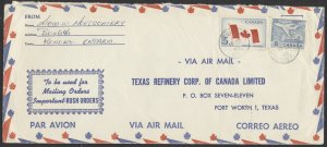 1965 2x Rate Air Mail Cover, #10 Size, Upsala Ont to Texas
