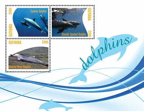 Guyana - 2012 - Dolphins - Sheet Of 3 - MNH