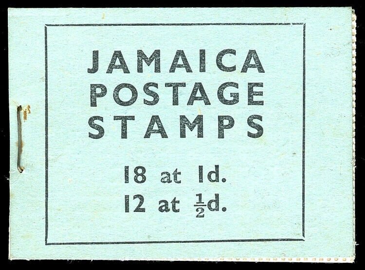 Jamaica 1942 KGVI 2s black on blue booklet JAMAICA POSTAGE STAMPS. SG SB10.