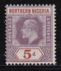 Album Trésors Du Nord Nigeria Scott #14 5p Edward VII Mint à Charnières