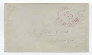 1850s Hartford CT magenta CDS 3paid integral rate stampless cover [6432.122]