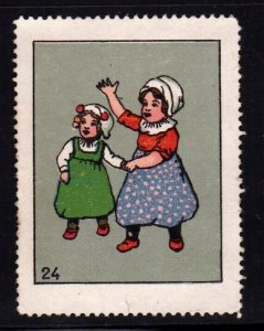 German Advertising Stamp - Girls Waving #24