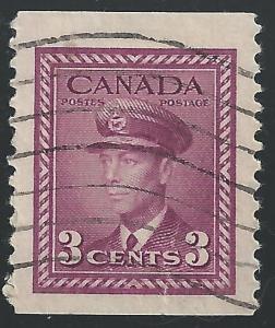 Canada #252bs 3c King George VI War Issue