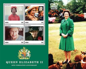 Liberia 2013 - QUEEN ELIZABETH II CORONATION 60TH ANNIVERSARY - Sheet of 4 - MNH