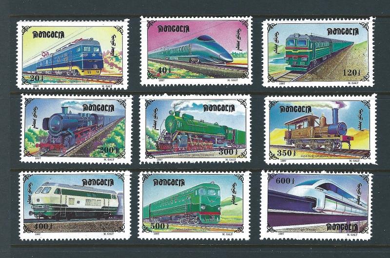 Mongolia Sc#225A-I, K-L 1997 Trains Railroad