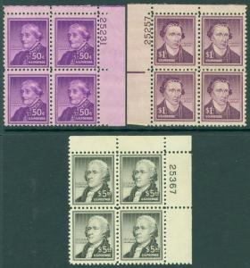 EDW1949SELL : USA 1955-56 Scott #1051-53 High Value P/B Very Fine, Mint NH. 