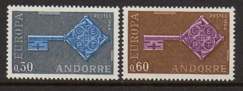 Andorra French 1968 Europa VF MNH (182-3)