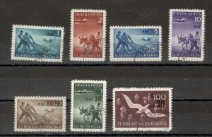 YUGOSLAVIA, ITALY, Trieste Zone B VUJA- USED SET- OVPT - AIRMAIL - BIRDS - 1949.