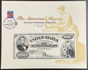 BEP B221 Souvenir Card $100 US Note Lincoln Liberty - Canceled & Uncanceled