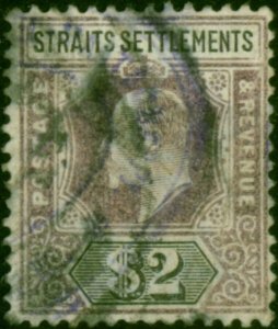 Straits Settlements 1902 $2 Dull Purple & Black SG120 Good Sound Used