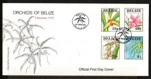 Belize, Scott cat. 1087-1090. Christmas issue showing Orchids. First day cover.