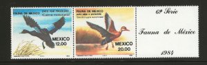 Mexico #1346-1347a MNH Fauna, ducks Pair with label (my4) (12323)