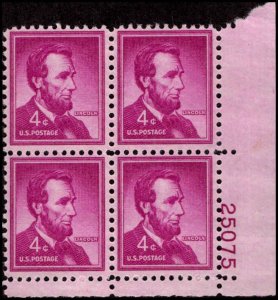 US #1036 ABRAHAM LINCOLN MNH LR PLATE BLOCK #25075 DURLAND .50¢