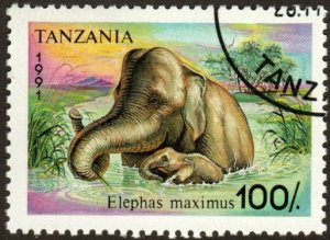 Tanzania 797 - Cto - 100sh Asian Elephant (1991) (cv $3.50) +