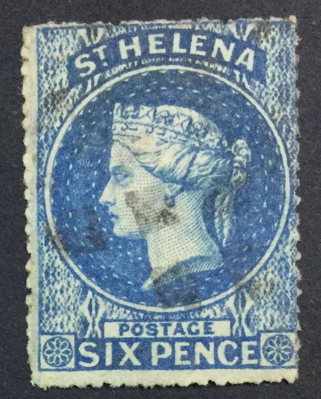 MOMEN: ST HELENA SG #2a ROUGH 1861 USED £140 LOT #225508-5171