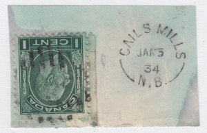 New Brunswick Split Ring Town Cancel, Cails Mills, JAN 3, 34