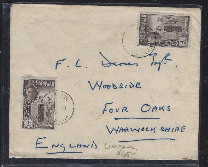   SARAWAK POSTAL HISTORY (PP1509B) COVER  KGVI  1950 4CX2 LIMBANG TO ENGLAND