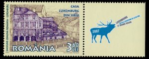 Romania 4993 + label MNH Casa Luxembourg, Architecture