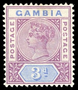 Gambia 1898 QV 3d reddish purple & blue with MALFORMED S variety VFM. SG 41a.