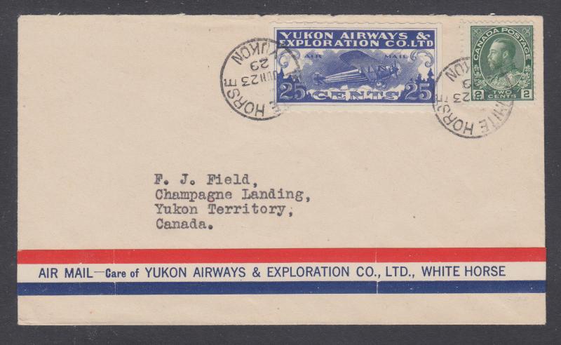 Canada Sc CL42, 107  on 1929 YUKON AIRWAYS First Flight WHITE HORSE - CHAMPAGNE