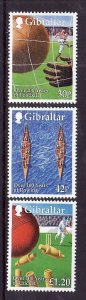 Gibraltar-Sc#817-9-unused NH set-Sports-Soccer-Rowing-Cricket-1999-