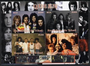 CHAD - 2014 - Queen, Pop Group - Perf 4v Sheet - MNH - Private Issue