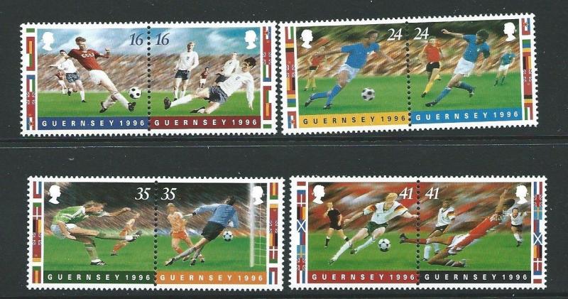 GUERNSEY SG696/703 1996 EUROPEAN FOOTBALL CHAMPIONSHIP MNH