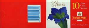 1997 - GREETINGS BOOKLET - FLOWER PAINTINGS KX9 10 X FIRST CLASS - MNH # 1722a