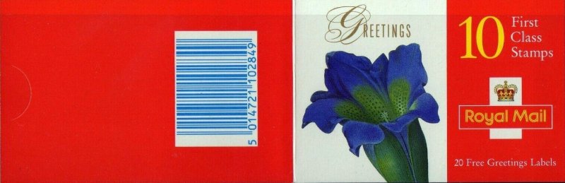 1997 - GREETINGS BOOKLET - FLOWER PAINTINGS KX9 10 X FIRST CLASS - MNH # 1722a