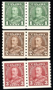 Canada Stamps # 228-30 MLH VF Pairs Scott Value $81.00
