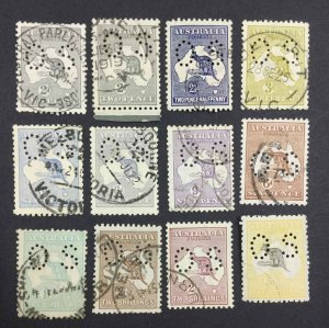 MOMEN: AUSTRALIA SG #O43-O50,O43d,6d,O76-7 1915-28 KANGAROO USED £280 LOT #63773