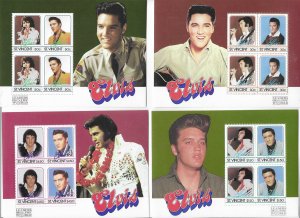 ST.Vincent #878-881 Elvis Presley  S/S complete set (MNH) CV$18.65