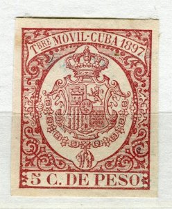 SPANISH COLONIES CARRIBEAN; 1894 early classic Imperf Revenue Movil issue Mint