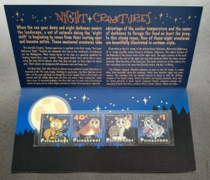 *FREE SHIP Singapore Night Creatures 2003 Owl Bird Leopard Pig (p.pack) MNH