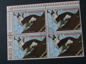 EQUATORIAL GUINEA-BEAUTIFUL LOVELY CATS CTO IMPRINT BLOCK-VF FANCY CANCEL