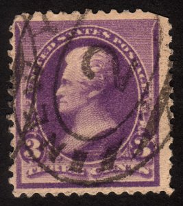 1890 US, 3c stamp, Used, Andrew Jackson, Sc 221