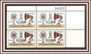US #1502 Electronics Plate Block MNH