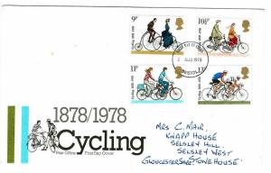 GREAT BRITAIN 1978 - CYCLING FIRST DAY COVER, BRISTOL CANCELLATION