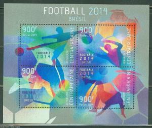 CENTRAL AFRICA  2014 BRAZIL WORLD CUP SOCCER SHEET MINT NH