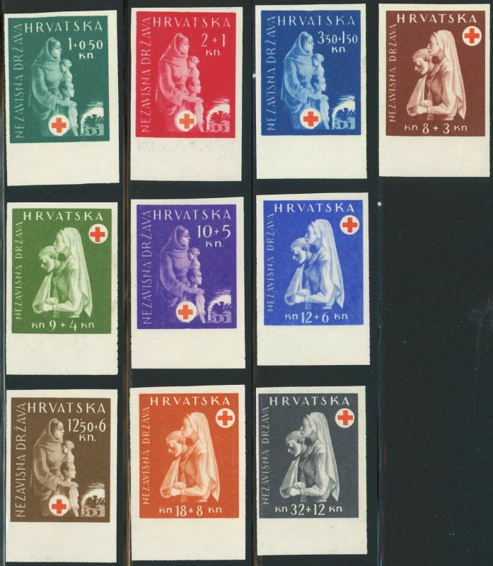 CROATIA Proofs #B42-B51 Red Cross Semi-Postal  Stamp Collection 1943 Mint NH