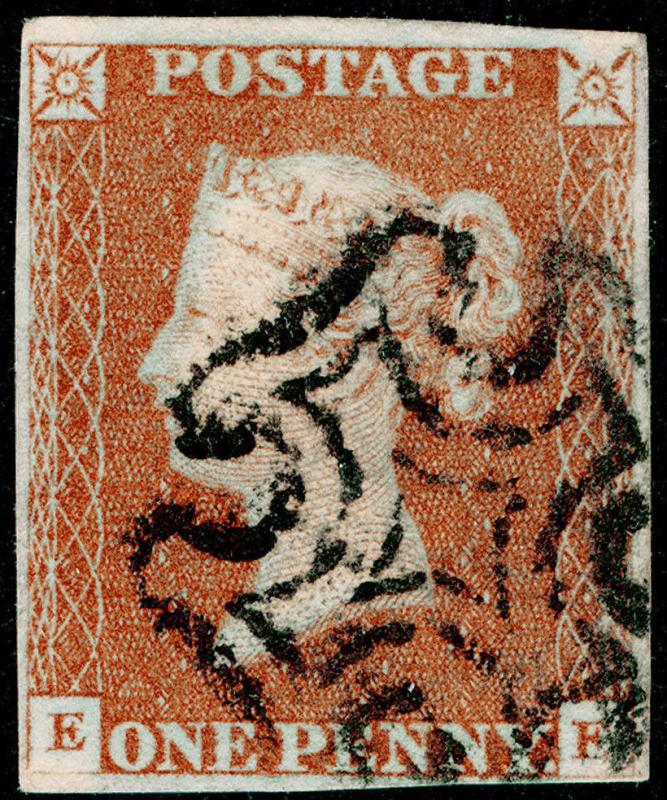 SG8, 1d red-brown, FINE USED. BLACK MX. 4 MARGINS.