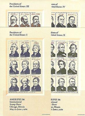 US Scott # 2216 - 2219 AMERIPEX 86 Presidents SS Set of